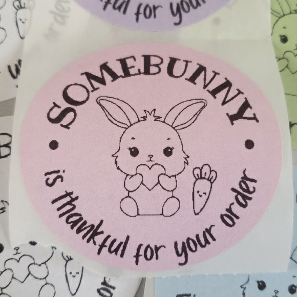 3/$15 Set of 50 EASTER SPRING BUNNY THANK YOU STICKERS LARGE 2 Inch Mixed Colors - Picture 5 of 8